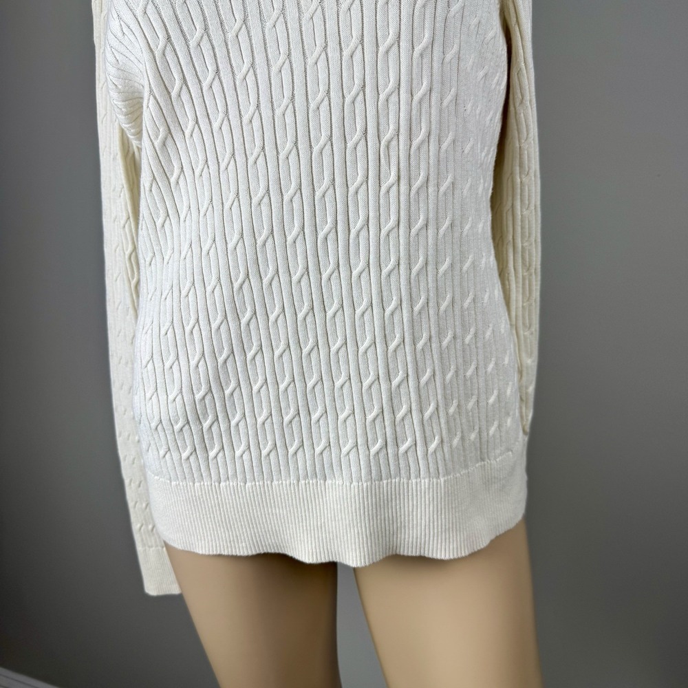 Talbots Petite Size Large 100%‎ Pima Cotton Sweater Ivory V-Neck Lightweight - Picture 3 of 16